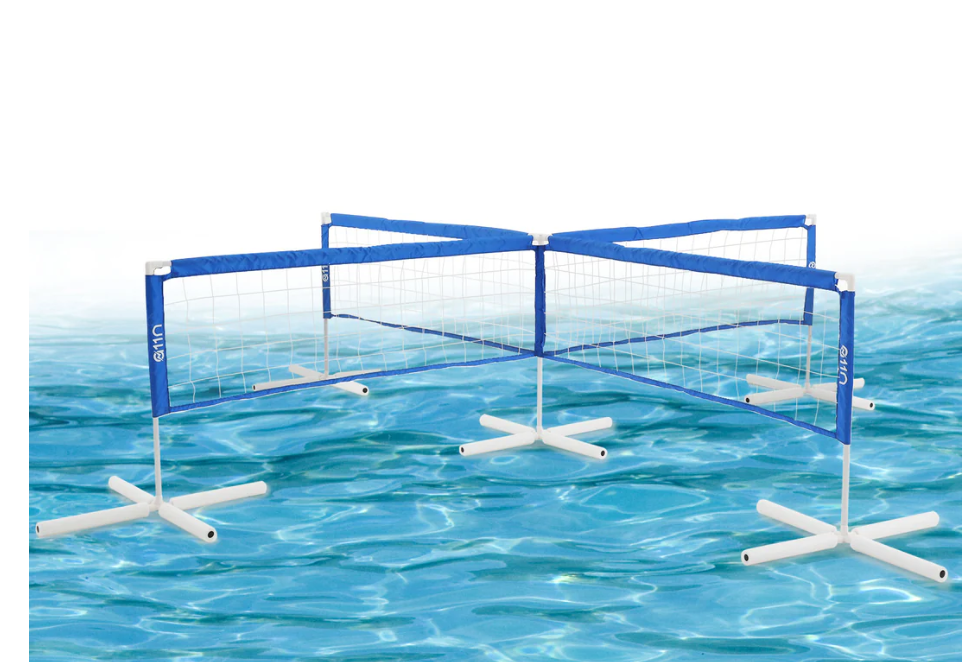 A11N 4-Way Volleyball Pool Net, Adjustable Height, 4-Player Swimming Pool Game Volleyball Net for Pool with Stabilizing System