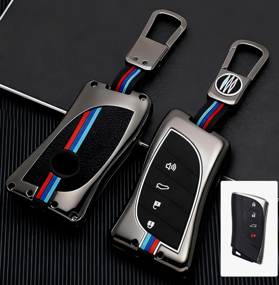 Erivis for Lexus Key Fob Cover Case, Fit for Lexus Accessories, Zinc Alloy Metal Shell with Soft Silicone Key Protector