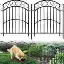KYATE 8 Panels No Dig Decorative Outdoor Garden Fences for Garden Yard Backyard Patio, 32in(H)×18Ft(L) Metal Rustproof Thickened Pipe Heavy Duty Fence, Landscape Border Animal Barrier
