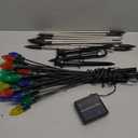 Newhale Set of 4 C7 Solar Christmas Decorations, 8 Modes Vintage Swaying Garden Lights, Outdoor Pathway Solar Christmas Stake Lights, Upgraded Base on Firefly Light for Lawn Decor, Multicolor