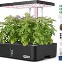 IDOO Hydroponics Growing System Kit 12Pods, Indoor Herb Garden System, with LED Grow Light, Built-in Fan, Auto-Timer, Adjustable Height Up to 11.3", for Home School, for Women Mom, for Christmas Gifts (Black)
