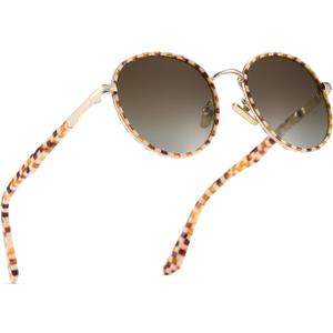 Retro Round Polarized Sunglasses for Women, UV400 Protection Vintage Shades, Lightweight Acetate Metal Frame