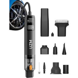 Car Vacuum Portable Cordless, 12000Pa 3-in-1 Car Vacuum Cleaner and Tire Inflator, 5000mAh Battery, 150 PSI, LED Light, Type-C Charge, Portable Tire Inflator for E-Bike, Motorcycle, Ball