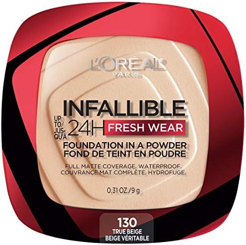 L'Oreal Paris Makeup Infallible Fresh Wear Foundation in a Powder, Up to 24H Wear, Waterproof, True Beige, 0.31 oz.
