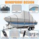 iCOVER T-Top Boat Cover, 600D Heavy Duty Marine Grade Waterproof Tear Resistant, Hard Top/T Top Boat Cover for Center Console Boat with T TOP Roof, Fits 22'-24' Long Beam Width up to 106", Grey