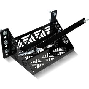 Universal Battery Mounting Tray, Battery Holder Bracket Compatible with RV Trailer Car Boat Truck, Heavy Duty Battery Box Mount Hold Down Bracket Relocation Kit for Group 24 Battery Box (A-New Black)