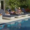 Summsun Chaise Lounge Cushions Outdoor Set of 4 - Waterproof and Fade Resistant Sun Lounger Replacement Cushions - Patio Lounger Pads with Removable Cover for Pool, Deck, 72 x 21 x 3 Inch, Dark Grey, 72" x 21" x 3" | 4 Pack