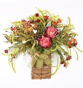 Fall Peony Hydrangea Basket Wreaths for Front Door Wreaths Baskets for Door, Every Day Decor