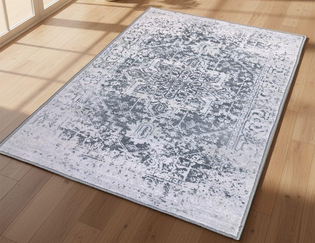 Muddy Mat® Frostbell 6ft x 9ft Washable Muddy Carpet for Living Room, Bedroom & Dining Room – Modern Soft Low Pile Non Slip Carpet – Pet Friendly Waterproof Foldable Area Rugs for Home