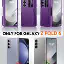 Vizvera for Samsung Galaxy Z Fold 6 Case RFID Wallet with Cards Holder [S Pen Holder] [Camera Cover] Shockproof Silicone Protective Phone Case for Z Fold 6 2024-Purple