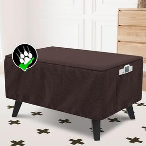 H.VERSAILTEX Sturdy Ottoman Cover Rectangle Fit Length 49"-50" Footrest Ottoman Slipcovers for Foot Stool & Folding Storage Furniture with Storage Side Pocket - Heather Chocolate