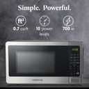 Farberware 0.7 Cu. Ft. Stainless Steel Microwave Oven, 700-Watt with LED Display, 10 Power Levels, 8 Auto-Cook Presets, Express Cooking, Weight & Time Defrost