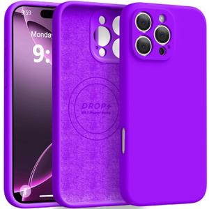 Ktele Magnetic for iPhone 16 Pro Case [Compatible with Magsafe] [Premium Silicone Satin-Smooth Touch] Slim Shockproof Anti-Scratch Microfiber Lining Case, 6.3 inch, Neon Purple