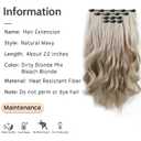 4PCS Clip ins Curled Fake Wavy Natural Hair Extensions for Women 22 Inch Synthetic Fiber Hairpieces Soft Clips on Extension for Daily Party Wear Dirty Blonde Mix Bleach Blonde
