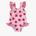 Tiny Cutey Toddler Girl Swimsuit Ruffled Stripe Sleeveless Swimwear One-Piece Baby Girl Bathing Suits, Size 4-5 T