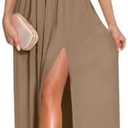 LYANER Women's One Shoulder High Split Sleeveless Ruched Sexy Cocktail Maxi Long Dress, Size Small