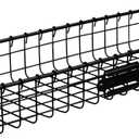 Spectrum Long Wall Mounted Wire Basket Tray with Label Plate in Matte Black, Modern Wire Basket Wall Mount Organizer for Pantry Kitchen Bathroom Closet Storage Sleek Open Steel Tray Bin