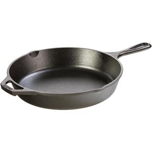 Lodge 10.25 Inch Cast Iron Pre-Seasoned Skillet  Signature Teardrop Handle - Use in the Oven, on the Stove, on the Grill, or Over a Campfire, Black