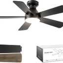 QUTWOB Ceiling Fans with Lights, 42 Inch Low Profile Ceiling Fan with Light and Remote Control, Flush Mount, Reversible, 3CCT, Dimmable, Quiet, Black Small Ceiling Fan for Bedroom Indoor/Outdoor Use