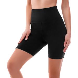 SINOPHANT High Waisted Women Biker Shorts - 6 Buttery Soft Elastic Tummy Control Shorts for Gym, Yoga, Workout (Small-Medium, Black)