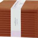 PurpleEssences Rust Set of 12 Cloth Dinner Napkins 100% Cotton 18x18 Inch - Soft Durable Washable - Ideal for Farmhouse Party Fall Thanksgiving - Perfect Everyday Use Table Linen - Rust