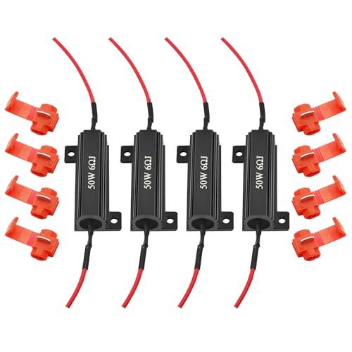 AUXLIGHT 4Pcs Quality 50W 6ohm Load Resistors - Fix LED Turn Signal Blinker/Error Code (Resistors get very hot during working) - Black