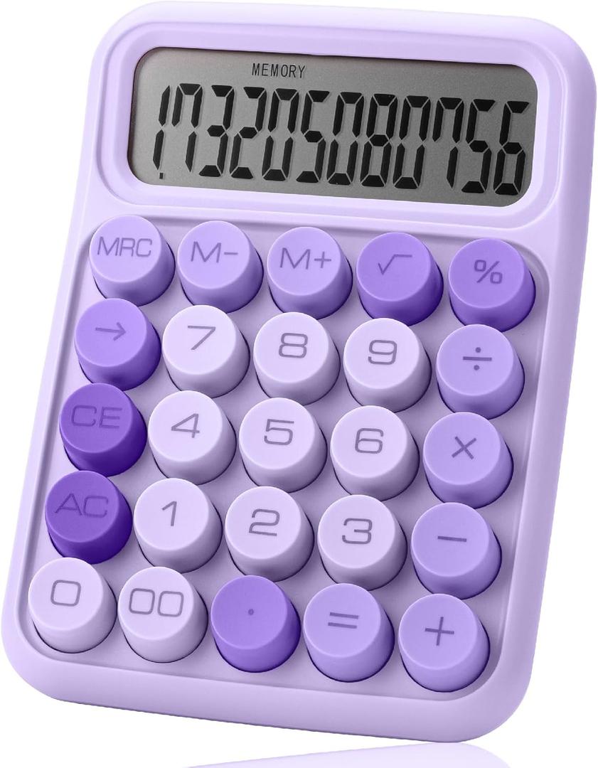 Mr. Pen Mechanical Switch Calculator - 12 Digits, Large LCD Display, Purple, Big Buttons