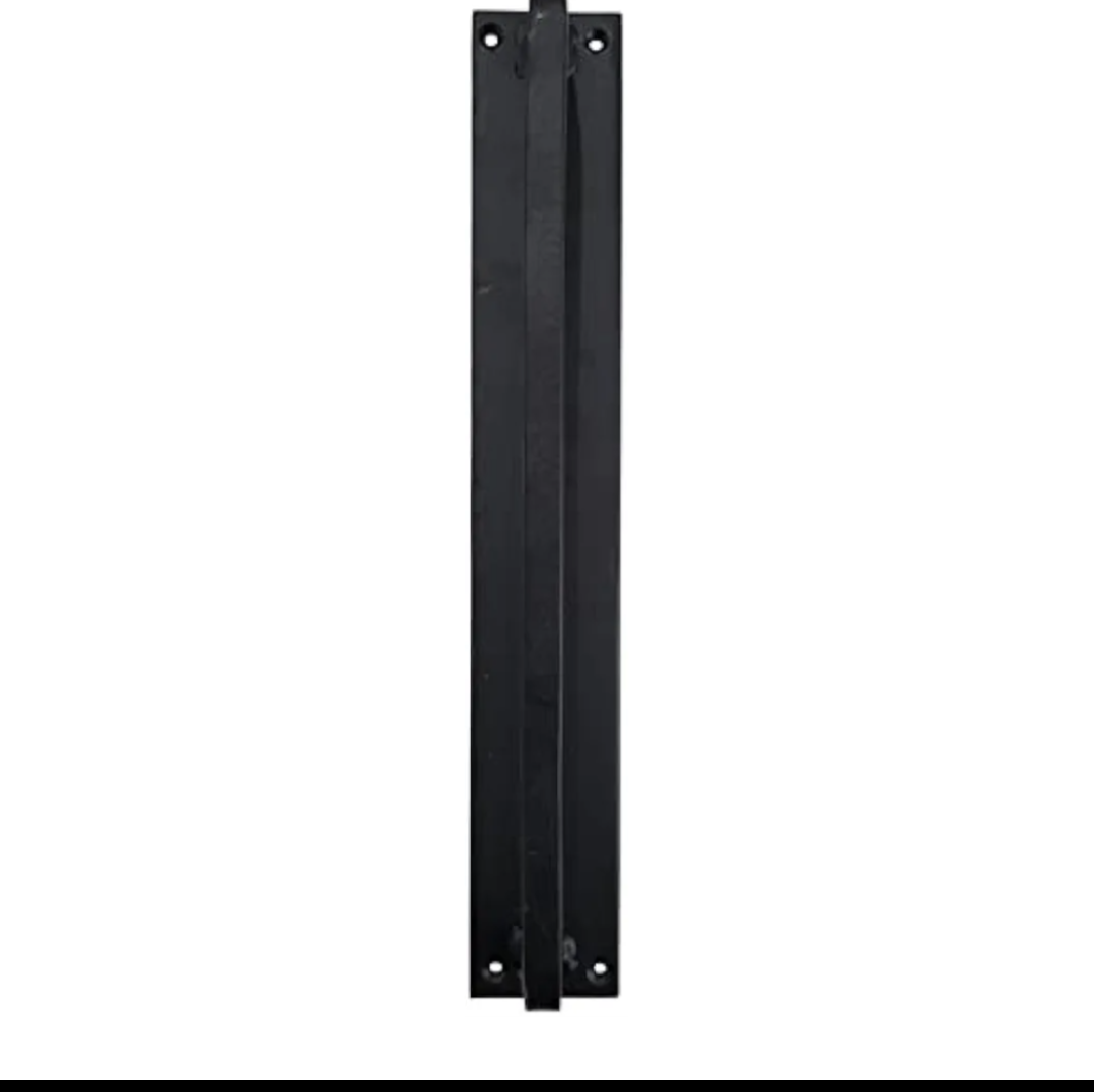 Adonai Hardware 12.50" "Bedaiah Hand-Forged Iron Door Pull with Back Plate - Matte Black