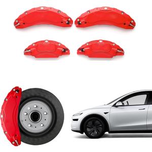 Caliper Covers for Compatible with for Tesla Model Y Juniper Accessories, 2025 19 20 Inch Wheel Hub Front and Rear Brake Caliper Covers - Red Front and Rear Brake (Model Y Juniper2025-new)