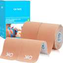 OK TAPE Kinesiology Tape 10 inches Precut, 20 Strips, Cotton Elastic Athletic Tape Latex Free, 2inch x 16ft, 2 Rolls Beige