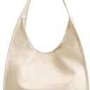 NEWBELLA Hobo Purse, PU Leather Shoulder Bag, Tote Handbag for Work and Travel (Beige)