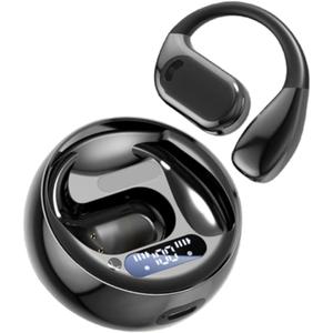 Black,Bluetooth Headphones Wireless Earbuds, Sport Ear Buds with Earhook LED Display Charging Case 72H Playback Earbud - Deep Bass Running Earphones