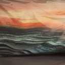 VAYIMDH Ocean Wave Wall Art, Green Sunset Seascape Canvas for Living Room Decor 29"x58"