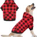 Dog Hoodie Sweater Red Buffalo Plaid Pet Clothes Warm and Soft Breathable Cozy Pet Hoodies for Large Dogs Dog Sweaters for Extra Large Dogs with Pocket(XXL)