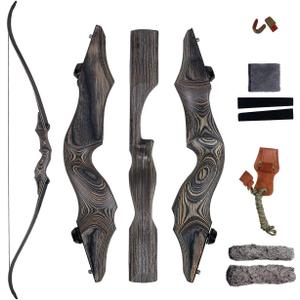 Topbows 58" Takedown Recurve Bow Bamboo Limbs Archery Right and Left Handed Riser Bow for Hunting Target Shooting 25-65Lbs