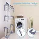 Clothes Drying Rack Foldable Drying Rack Clothing,Oversize 4 Tier(70" High) Clothes Horses Stainless Steel Laundry Drying Rack with Collapse Base& 24 Poles for Clothing&Bed Linen,Gray