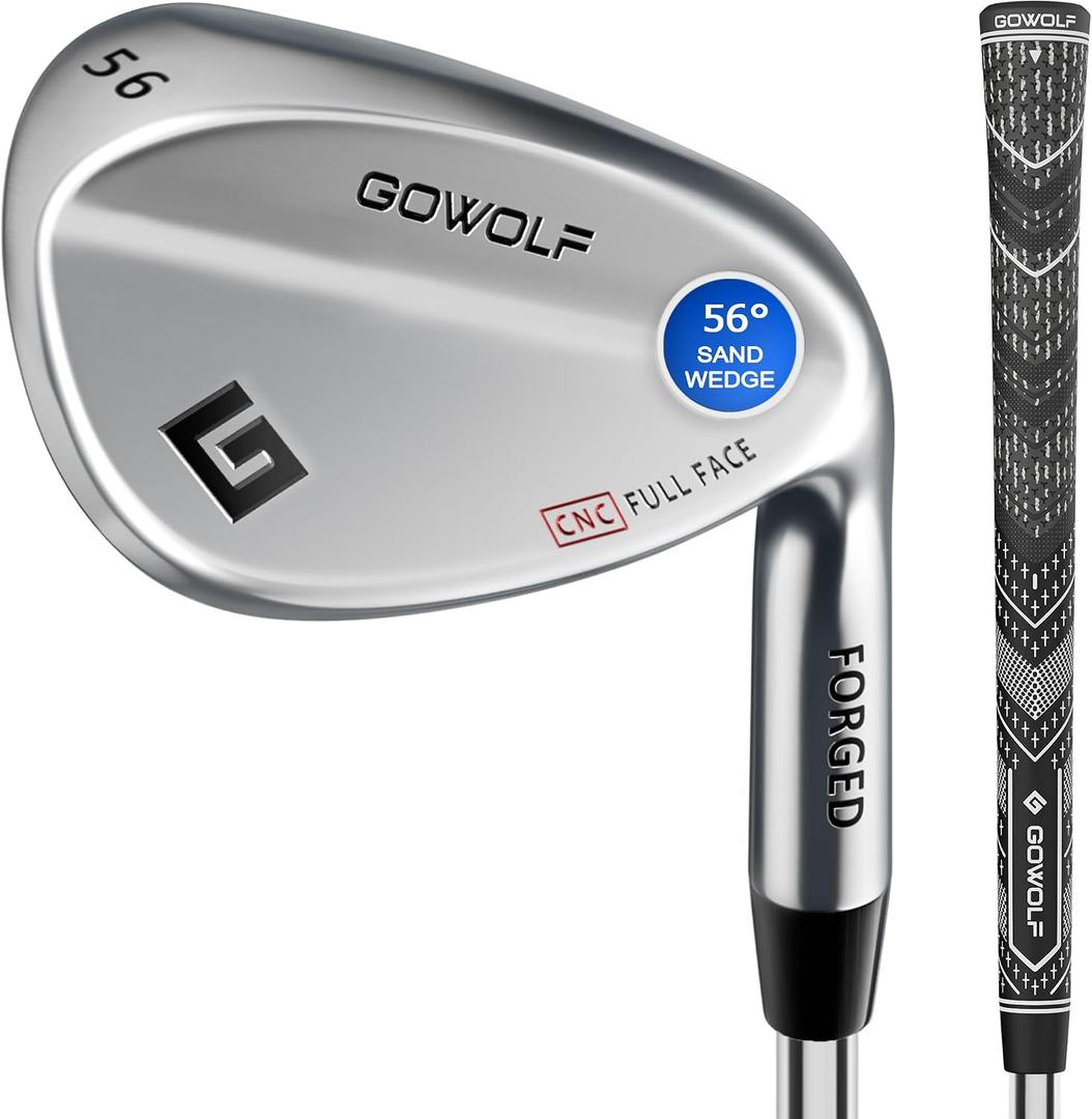 Gowolf 56 Degree Wedge Right Hand - Forged Golf Wedges Full Face for Men, Premium Gap Wedges Sand Wedge Lob Wedge Golf Club for Men, Great Golf Gifts - CNC Milled Face for More Spin (Chrome 56 Degree)