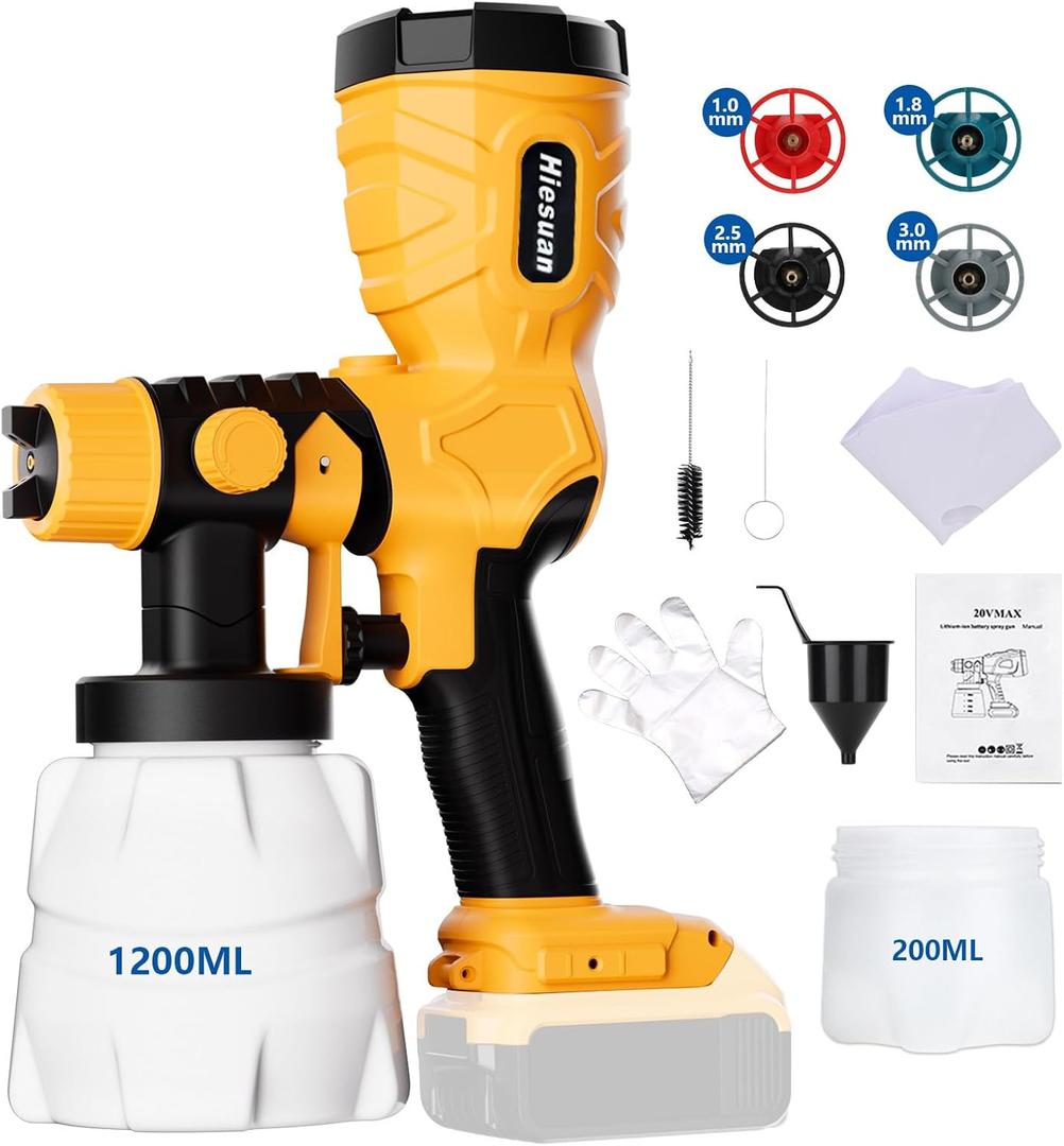Paint Sprayer for Dewalt 20V Battery, 2 Containers, Easy to Clean, Spray Paint Gun for Furniture Cabinets Fence Walls Door Garden Chairs(No Battery)