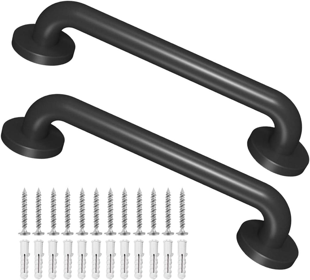 Metal Industrial Stairs Grab Wall Handrail Staircase Steps Indoor Exterior Outdoor Deck Hand Rail Safety Grab Bar Handle for Stairs Bars Wall Elderly Grab Frame Pipe (24 Inch 2 Pack)