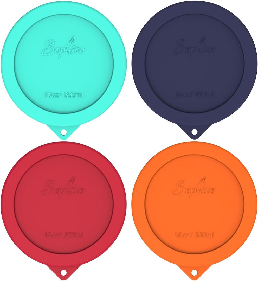 Sophico Silicone Replacement Lids for Pyrex and Anchor Hocking Glass Custard Cups 10oz, Round Silicone Cover for Food Storage (Container not Included)