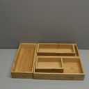 Bamboo Drawer Organizer Set, 5-Piece Storage Trays for Kitchen, Bathroom, Office Desk, Makeup & Junk Drawers,Utensils