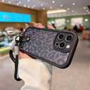 Pretaco for iPhone 11 Pro Max Case, [Black Leather Leopard Print][Fashion Retro Cell Case][2-in-1 with Lanyard] Soft TPU, Shockproof and Anti-Shock, Suitable for Women & Girls