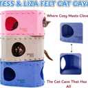 Tess & Liza Felt Cat Cave  Cozy Hideaway for Cats & Kittens | Eco-Friendly Felt Cat House | Durable & Spacious Cat Bed for Large Cats | Stylish Indoor Pet Furniture by Snarky Pets Blue (Medium)