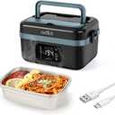 Electrical Lunch Box For Adults(Men & Women),Battery Powered With USB Charge port,Self Heating Coreless,Portable Food Warmer For meals on the go (1L Black)