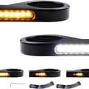 Switchback Sequential Front Fork LED Turn Signals with Relocation Kit, Motorcycle Running Lights for 39-41mm Front Mount Fork Harley Sportster 883 1200 Dyna Touring Road King 1986-2013