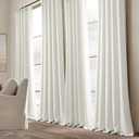 Lush Decor Belgian Flax Prewashed Linen Rich Cotton Blend Window Curtain Panel (Single Panel), 84" L x 50" W, White (50"W x 84"L (Pack of 1))