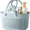rejomiik Portable Shower Caddy Basket, Plastic Organizer Storage Tote with Handles Toiletry Bag Bin Box for Bathroom, College Dorm Room Essentials, Kitchen, Camp, Gym, Blue