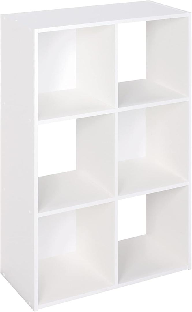 ClosetMaid Cubeicals 6 Cube Storage Shelf Organizer Bookshelf, Stackable, Vertical or Horizontal, Easy Assembly, Wood, White Finish