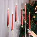 Eywamage Red Flameless Taper Candles with Remote, Flickering Battery LED Wax Candlesticks Home Decor, Set of 6