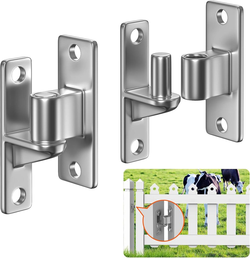 2pack Gate Hinges Heavy Duty, Wall Mount Gate Hinge Outdoor Chain Link Fence Hardware for Max 600 Lbs